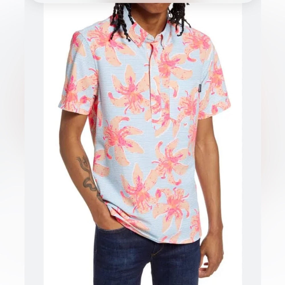 Chubbies Boomslam Seer Sucker Popover Shirt in large